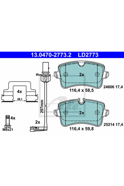 Ate Σετ τακάκια φρένων, δισκόφρενο 13.0470-2773.2 Audi A8 D4