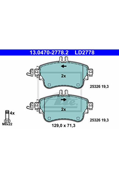 Ate Σετ τακάκια δισκόφρενου, 13.0470-2778.2