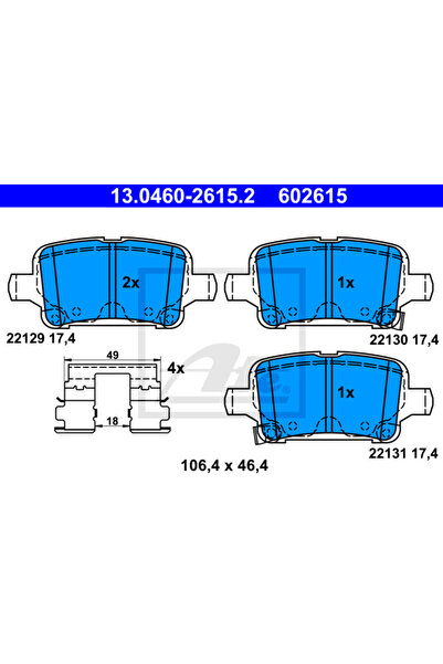 Ate Set plăcuțe de frână, frână cu disc 13.0460-2615.2