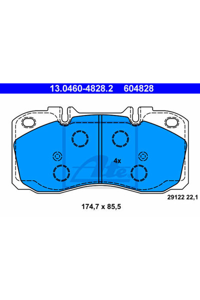 Ate Σετ τακάκια φρένων, δισκόφρενο 13.0460-4828.2