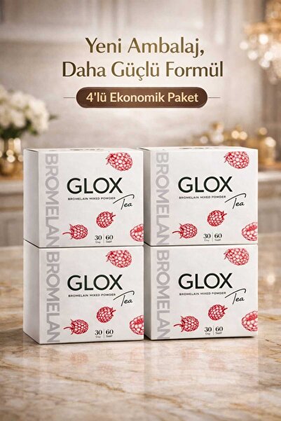 Glox Tea Gloxtea Avantajlı Paket Bromelain Içeren Bitkisel Detox Çayı 4 aylık...