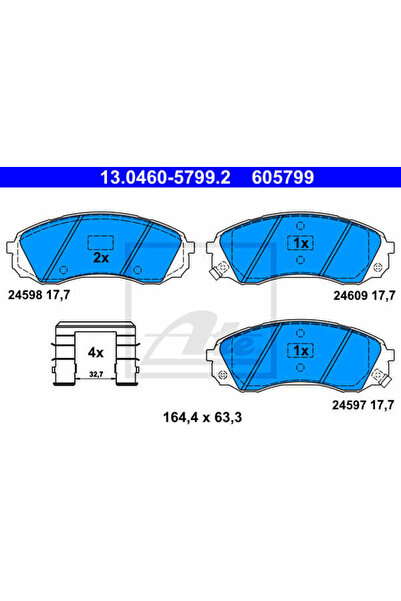 Ate Set Placute Frana,Frana Disc 13.0460-5799.2 Hyundai H-1 Cargo/H-1 Travel ...