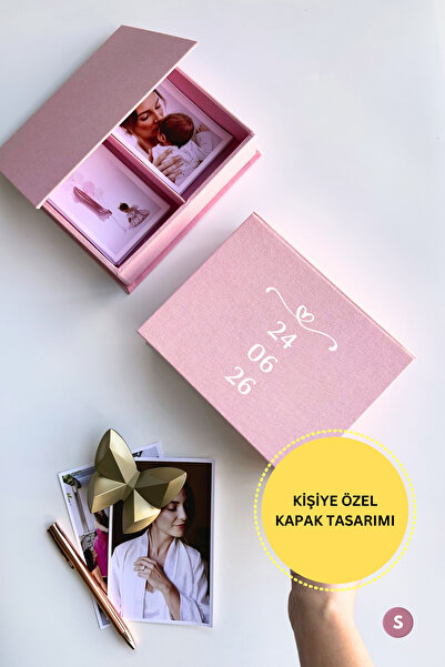 S Midi, KETEN | Anı Kutusu | Fotoğraf & Hatıra Kutusu | Kişiselleştirilebilir Kapak | Pudra Pembe