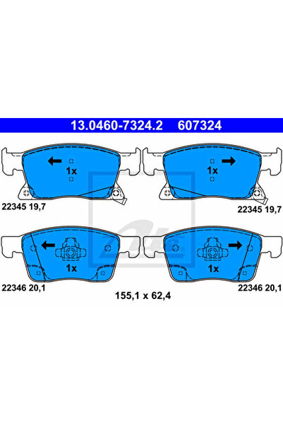 Ate Σετ τακάκια φρένων, δισκόφρενο 13.0460-7324.2