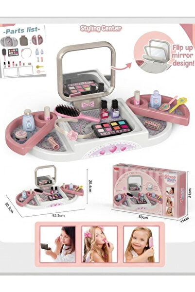 Other طاولة تزيين صغيرة للأطفال مع مرآة قابلة للفتح – مجموعة لعب تجميل كاملة ...