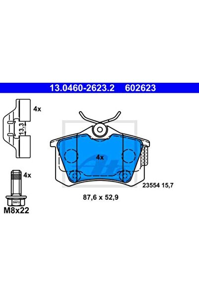 Ate Σετ τακάκια φρένων, δισκόφρενο 13.0460-2623.2