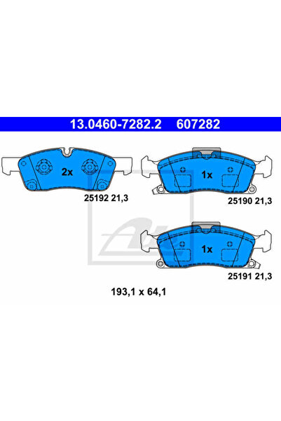 Ate Σετ τακάκια φρένων, δισκόφρενο 13.0460-7282.2