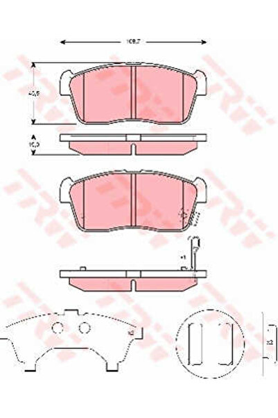 TRW Σετ τακάκια φρένων, δισκόπλακα Gdb3276 Daihatsu Copen/Sirion Holden Cruze...