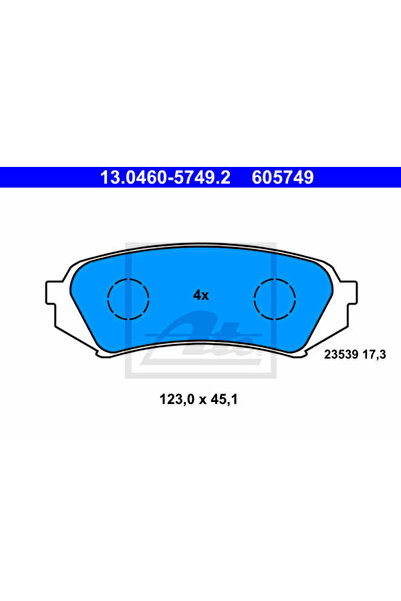 Ate Σετ τακάκια φρένων, δισκόφρενο 13.0460-5749.2