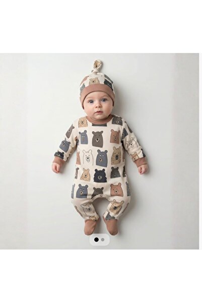 Nipperland بنقشة دب طقم ملابس لحديثي الولادة مكون من قطعتين 0/3 أشهر بني عالي...