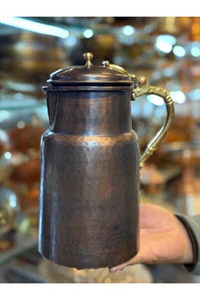 Maraş Bakırcılık - Oksitli El Dövmesi Bakır Sürahi 2 Litre – Içi Kalaylı Kapa...