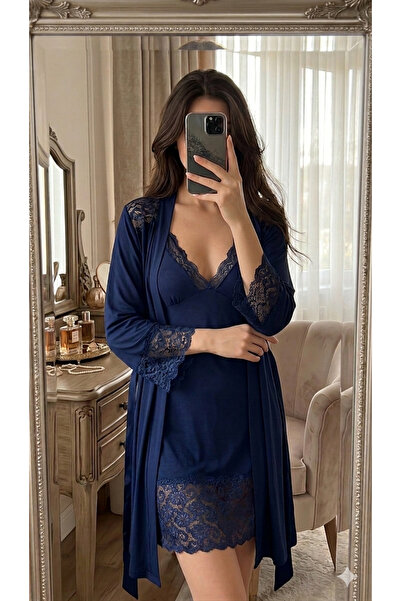 Luma Decor Women's Lace Detailed Dressy Suit with Dressing Gown