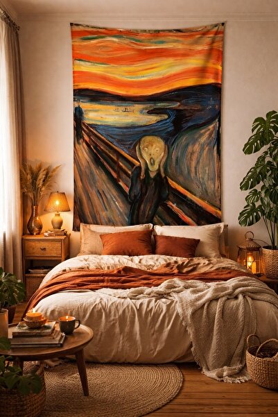 ALAMODECOR Çığlık (The Scream), Edvard Munch Duvar Örtüsü - Vintage Eserler S...