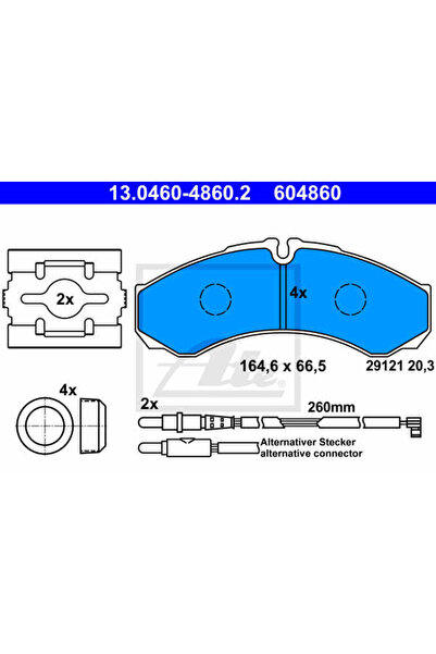 Ate Σετ τακάκια φρένων, δισκόφρενο 13.0460-4860.2