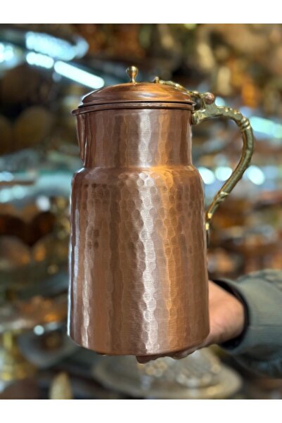 Maraş Bakırcılık - El Dövmesi Çekiç Izli Bakır Sürahi 2 Litre – Kapaklı Gelen...