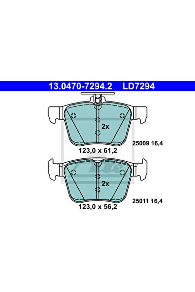 Ate Σετ τακάκια φρένων, δισκόφρενο 13.0470-7294.2