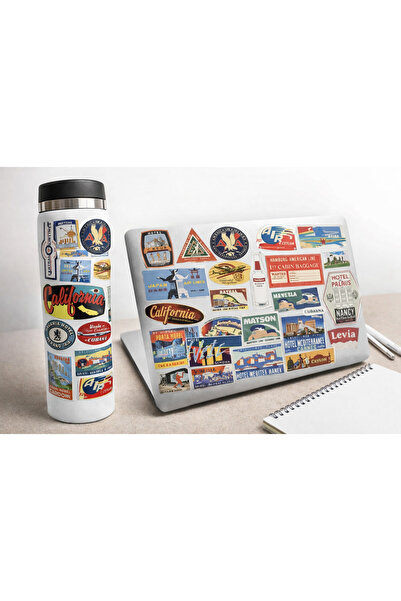 Limitless Design مجموعة ملصقات السفر ذات الطابع القديم - مقاس 22x30 سم للابتو...