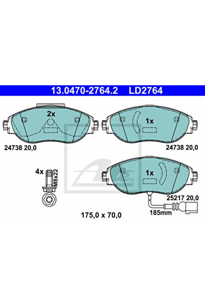 Ate Brake pad set, disc brake 13.0470-2764.2