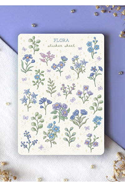 LABELOVE Flora Çiçek Sticker Seti A5 – Pastel Çiçek Temalı Dekoratif Ajanda S...