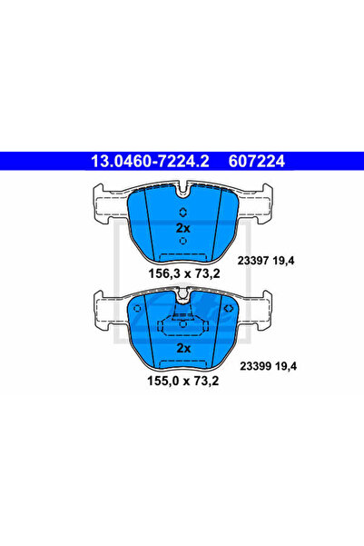 Ate Σετ τακάκια φρένων, δισκόφρενο 13.0460-7224.2