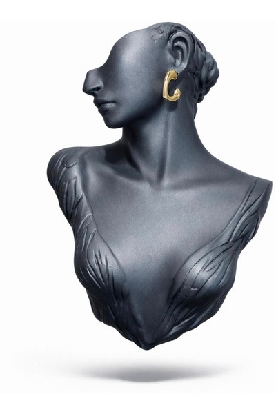 TAUPE Bijoux Sierra01 Gold Half Heart Hoop Earrings