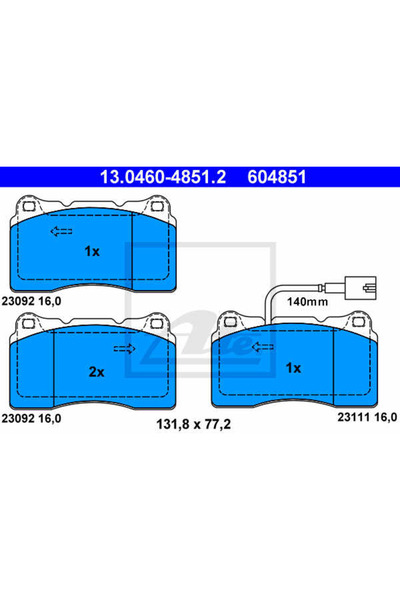 Ate Set Placute Frana,Frana Disc 13.0460-4851.2 Alfa Romeo 159/159 Sportwagon