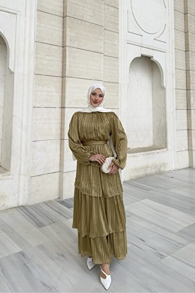 THEK BUTİK فستان شيفون بتفاصيل حزام من فولان