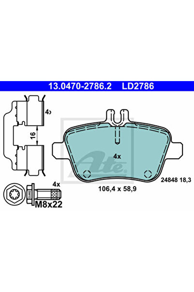 Ate Set plăcuțe de frână, frână cu disc 13.0470-2786.2