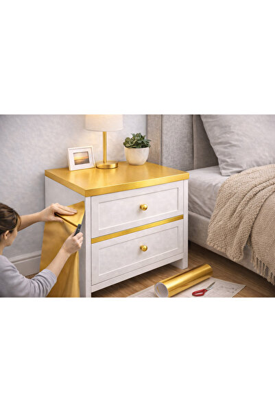 cyatelier Mobilya Kaplama Folyo Gold Dolap Kaplama Folyosu Altın Kaplama Foly...