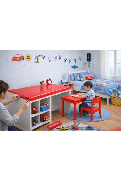 cyatelier Furniture Covering Foil Red Cabinet Covering Foil Kitchen Cabinet Table Covering Furniture Renovation Foil