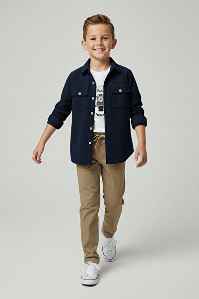 Merdia Trodijelni set za dečake (košulja Sa likrom Rebrasto cm, majica i pant...