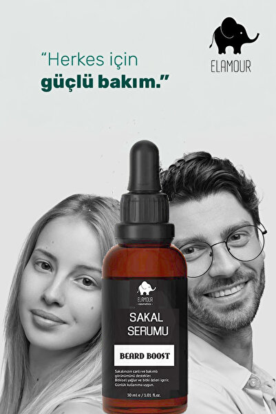 ELAMOUR Plumping Care Serum for Sparse Hair and Beard - Special Formula Containing 10 Different Oils 30 ml