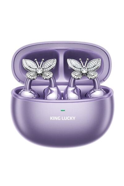 King Lucky Casti Wireless Open-Ear Clip si Cercei cu Cristale tip Fluture, Ul...