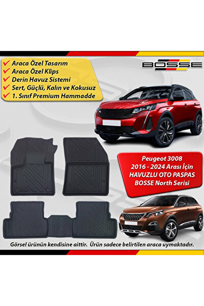 BOSSE North Peugeot 3008 Paspas Araca Özel 2016 - 2024 Arası İçin Derin Havuz...