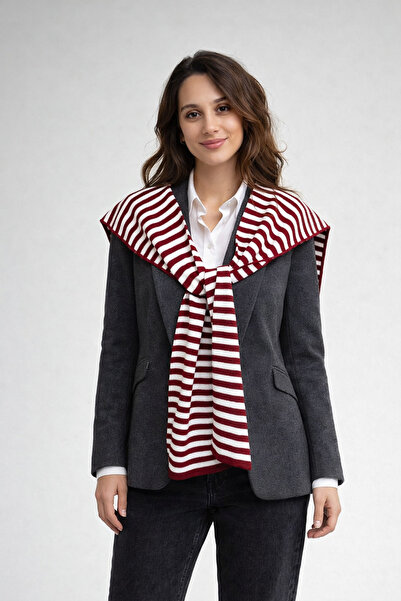 Sebir Moda Striped Patterned Reversible Knitwear Office Shawl