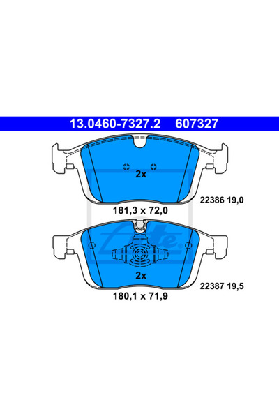 Ate Σετ τακάκια φρένων, δισκόφρενο 13.0460-7327.2