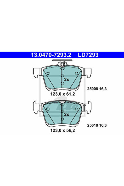 Ate Σετ τακάκια φρένων, δισκόφρενο 13.0470-7293.2