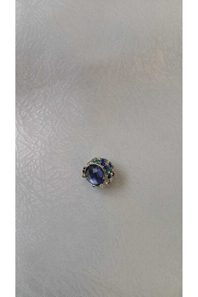 OGİSO Bijuteri Çok Renkli Zirkon Taşlı Mavi Küre Çelik Bileklik Uyumlu Charm