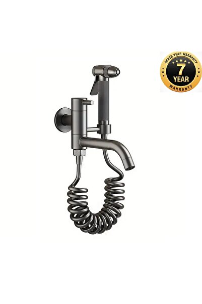 OEM صنبور مرحاض حلزوني مع رأس خرطوم طويل وضمان لمدة 7 سنوات، لون أنثراسايت مس...