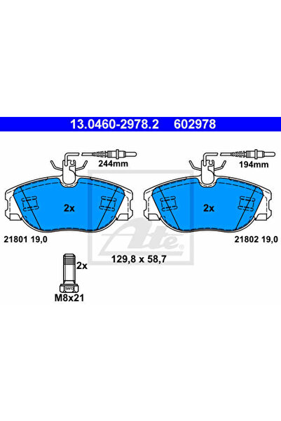 Ate Set placute frana, frana disc 13.0460-2978.2