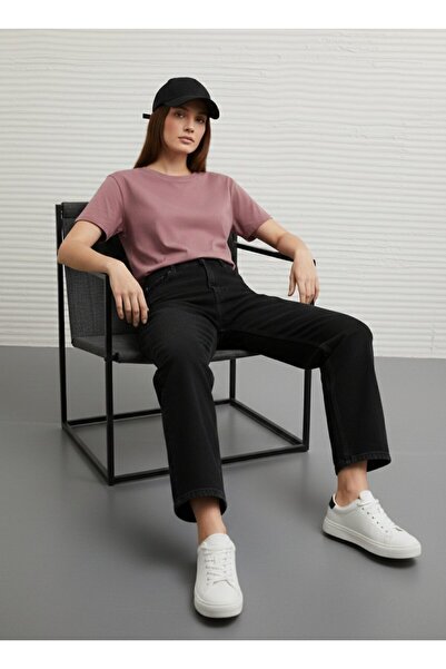 Ltb guler rotund Tricou roz cu croială lejeră