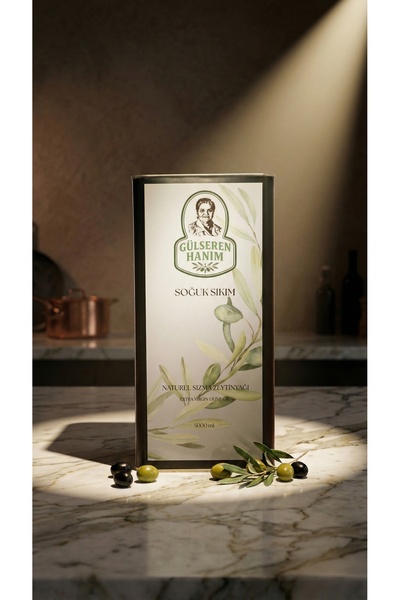 EZ ErdekZeytinlik Gülseren Hanım Soğuk Sıkım Naturel Sızma Zeytinyağı 5L Teneke