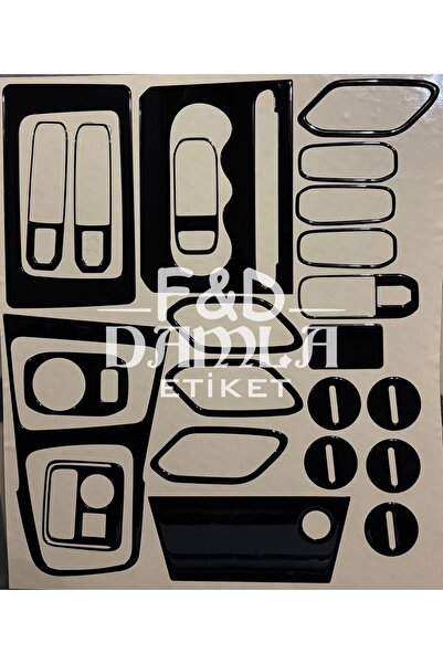 FD Damla Etiket داشيا داستر 2018 > طقم تزيين لوحة القيادة والكونسول والزخارف،...