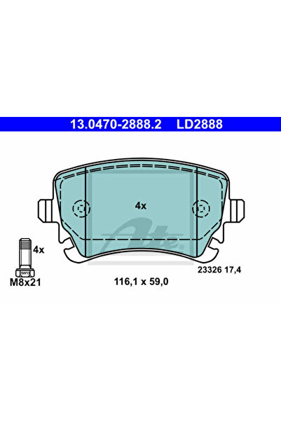 Ate Brake pad set, disc brake 13.0470-2888.2
