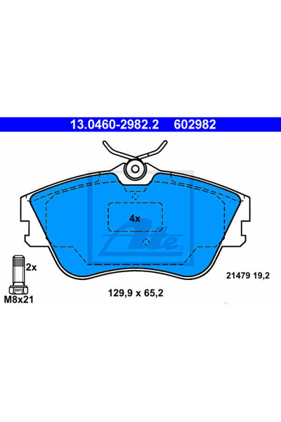 Ate Σετ τακάκια φρένων, δισκόφρενο 13.0460-2982.2