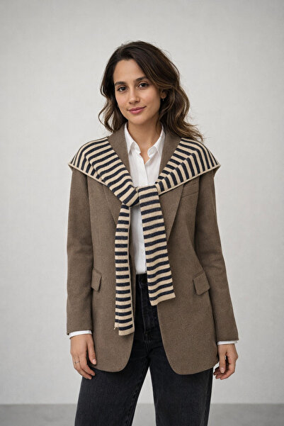 Sebir Moda Striped Patterned Reversible Knitwear Office Shawl