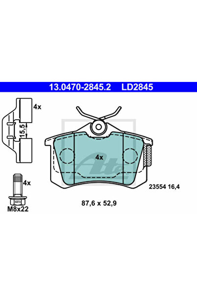 Ate Σετ τακάκια φρένων, δισκόφρενο 13.0470-2845.2