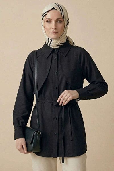 Lavanta Tekstil Cape Detailed Tunic with Rope Detail