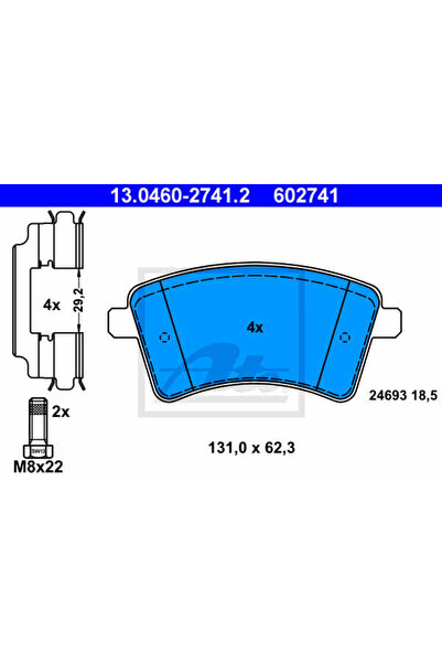 Ate Set plăcuțe de frână, frână cu disc 13.0460-2741.2