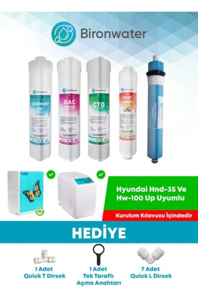 Bironwater Hyundai Su Arıtma Filtre Seti 5li Takım